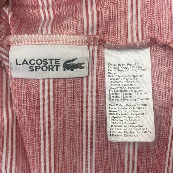 Lacoste Sport Mens Size 4XL Presidents Cup Burgundy Striped Golf Polo Shirt - Picture 9 of 9